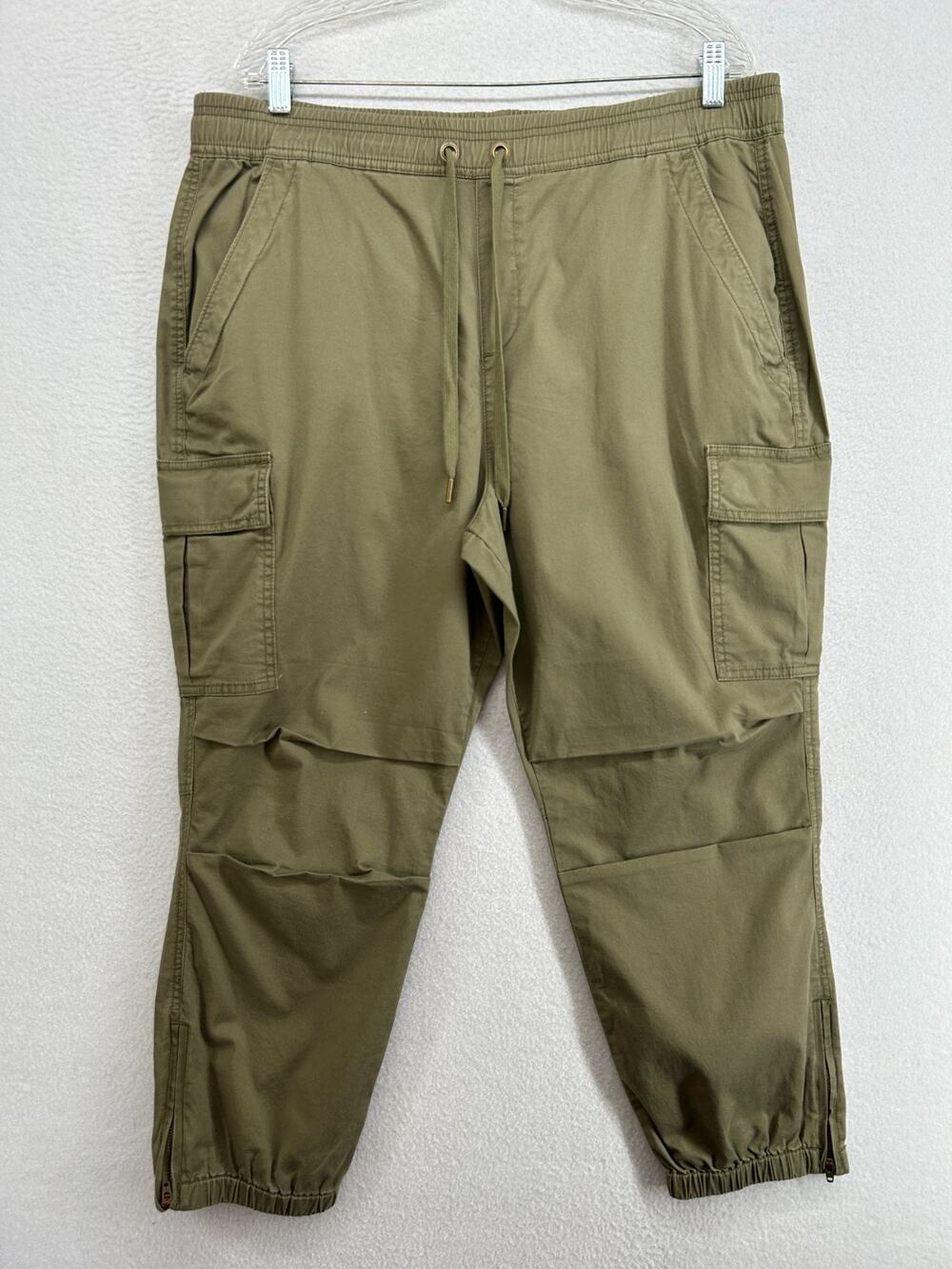 POLO RALPH LAUREN Pants Womens XL Cargo Jogger Ankle Zip Twill Cotton Green NEW